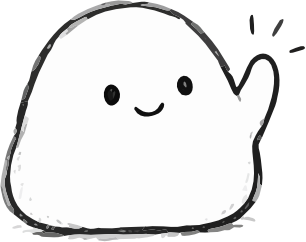 A small hand-drawn blob waving hello